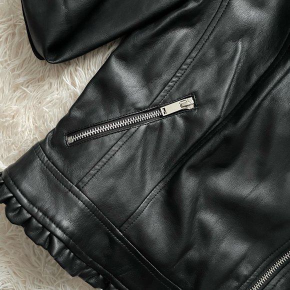 Zara Ruffled Faux Leather Jacket - Trafaluc - Picture 5 of 15